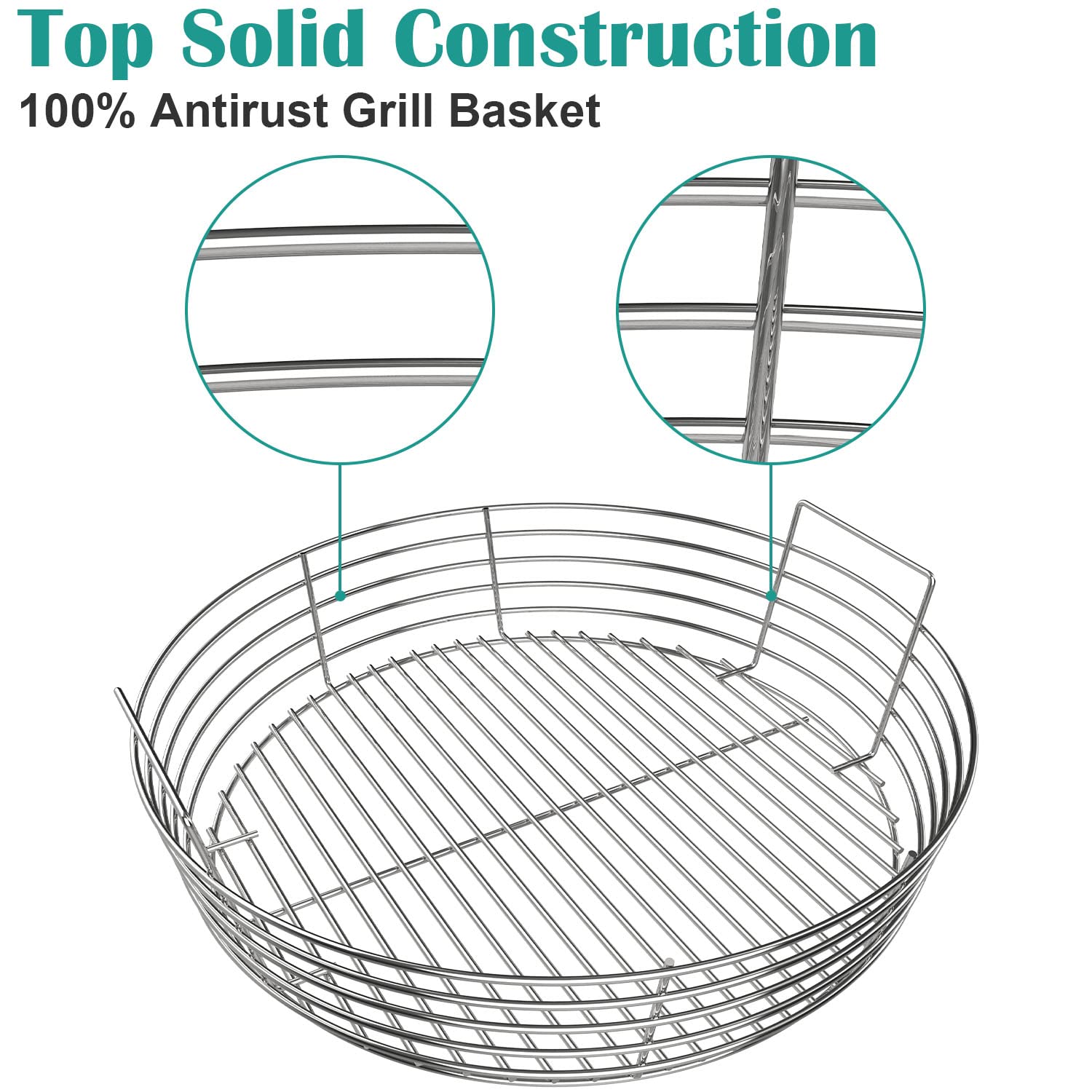 EasiBBQ basket inside X-Large Big Green Egg demonstrating correct size and stable placement