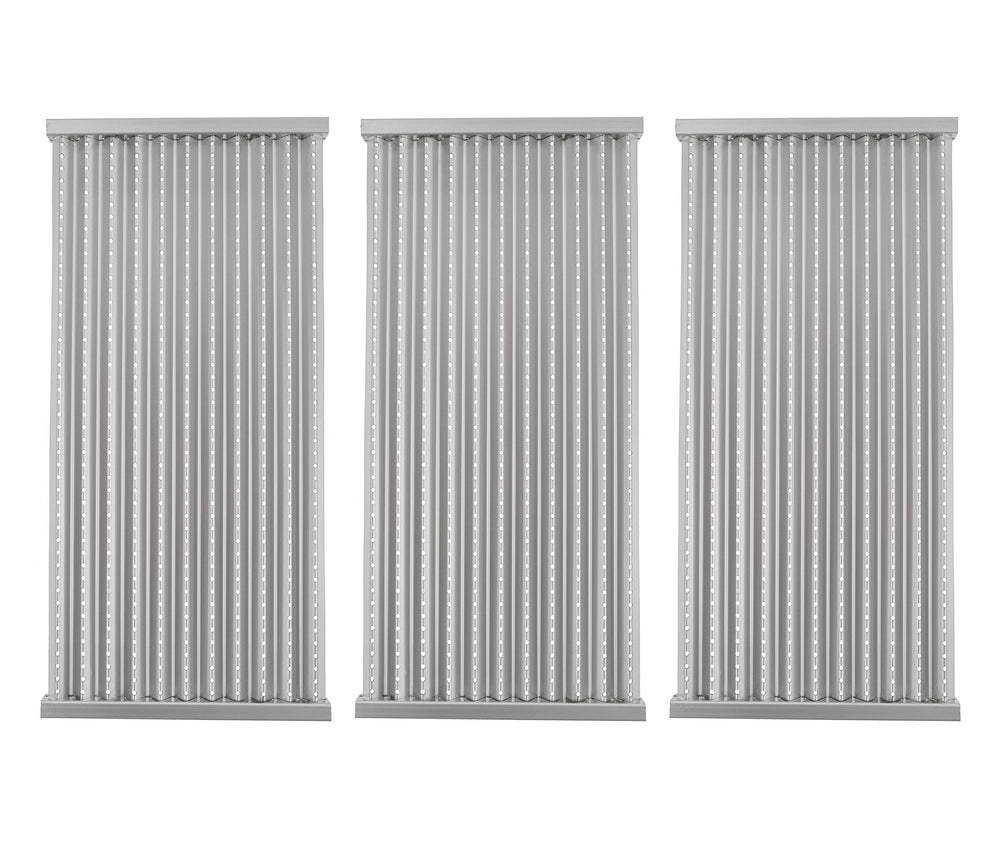 EasiBBQ front view of three stainless-steel emitter plates showing fit and finish and reliable heat distribution