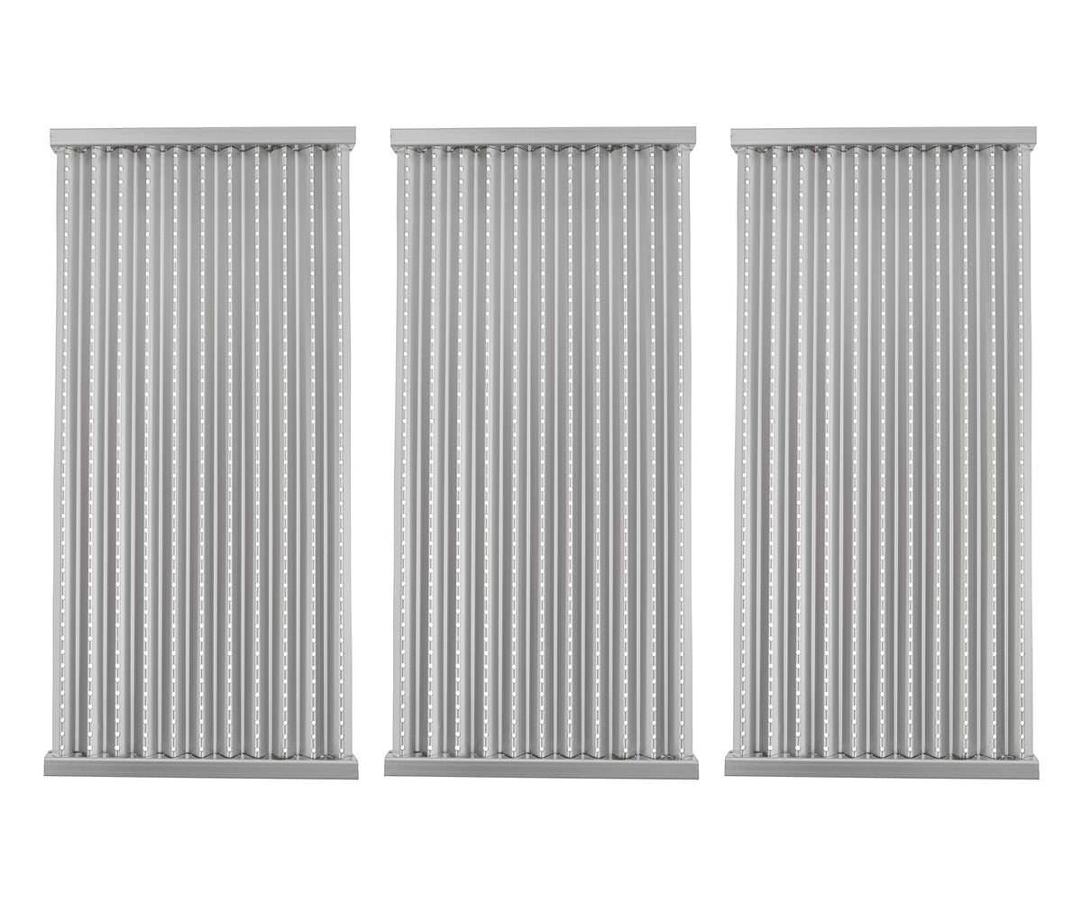 EasiBBQ front view of three stainless-steel emitter plates showing fit and finish and reliable heat distribution