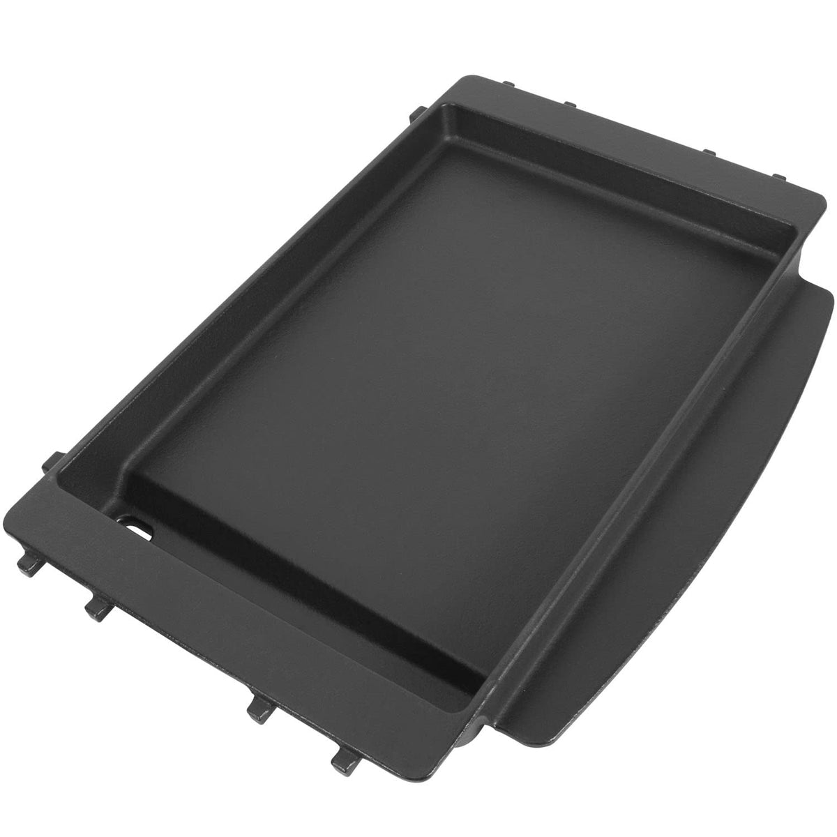 EasiBBQ griddle front view showing fit and solid cooking surface benefit