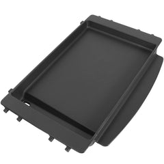 EasiBBQ griddle front view showing fit and solid cooking surface benefit