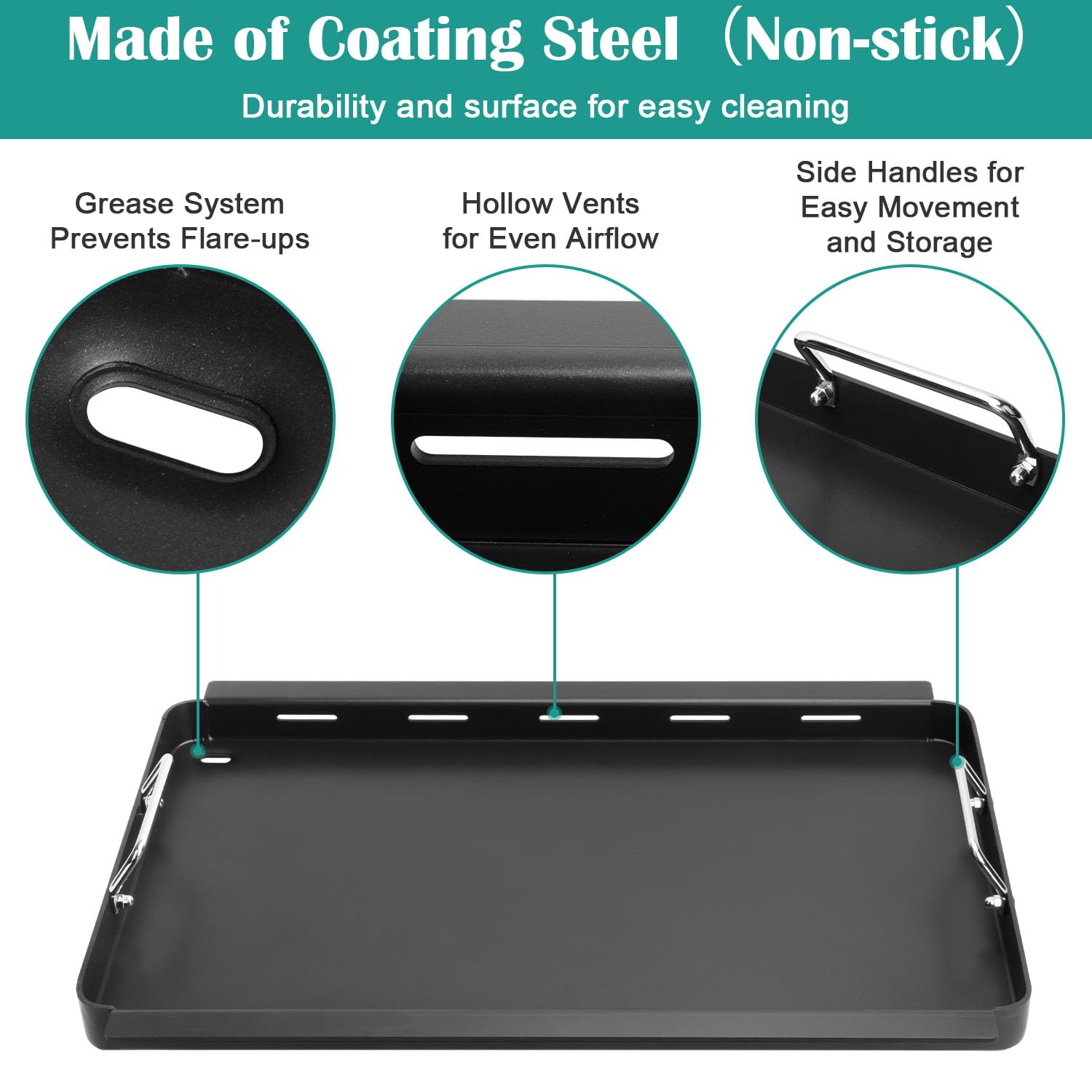 EasiBBQ griddle installed in Charbroil grill demonstrating closer heat contact for even cooking