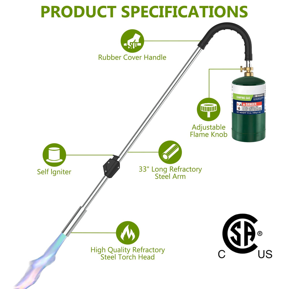EASITALY in use torch removing weeds from sidewalk delivering chemical-free control