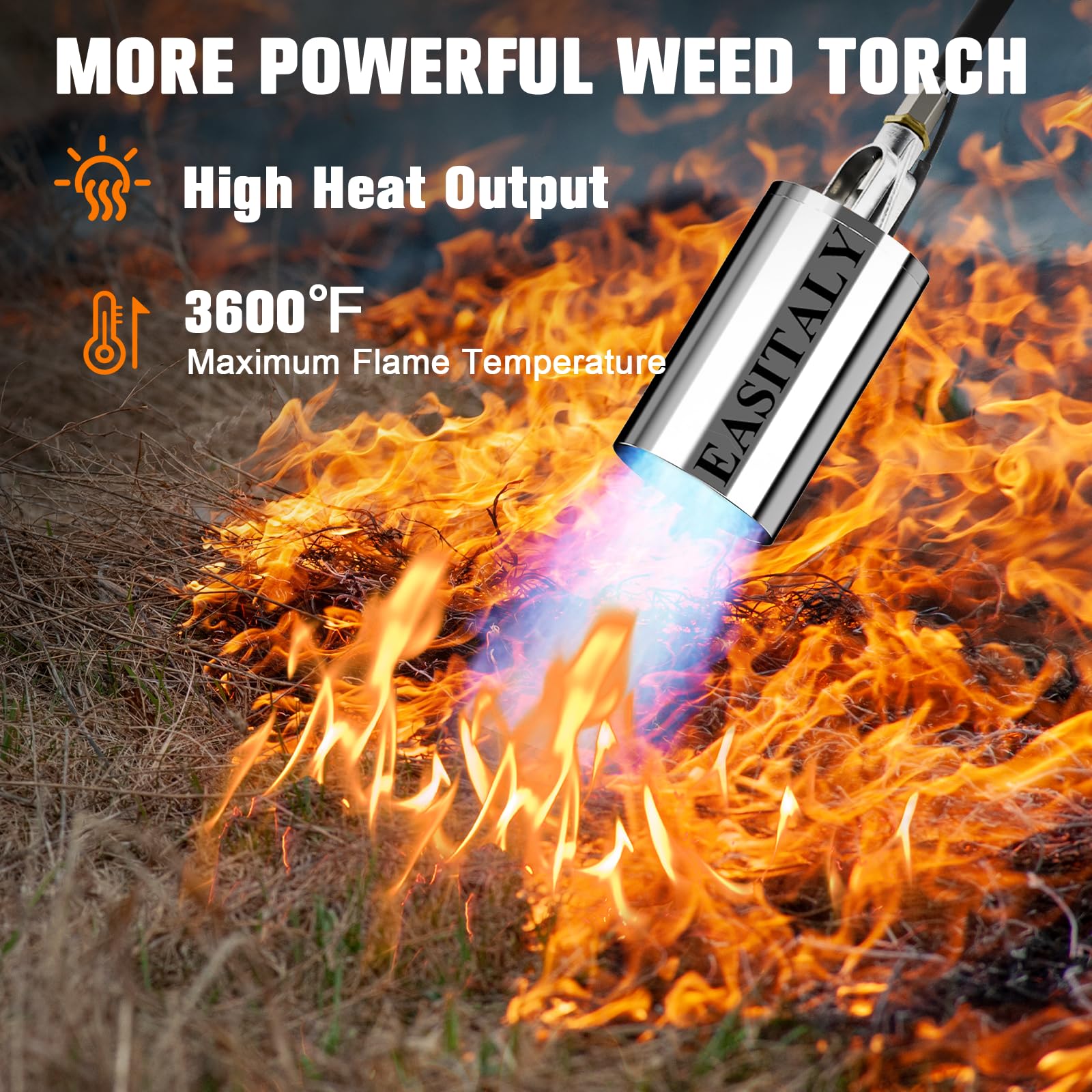 EASITALY ergonomic handle and controls for comfort and precise flame adjustment