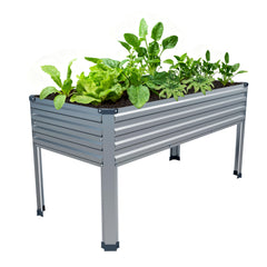 Easllre front view showing galvanized raised bed and clean lines for durable gardening