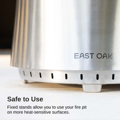 EAST OAK ash pan and poker displayed for easy cleanup and mess-free maintenance benefit