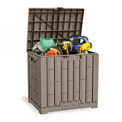 EAST OAK front view of deck box showing compact storage and weatherproof design