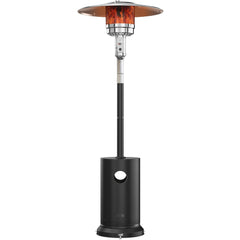 EAST OAK front view of patio heater showing full unit and benefit of wide heat coverage