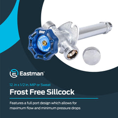 Eastman sillcock flange detail highlighting notched flange for easy install benefit
