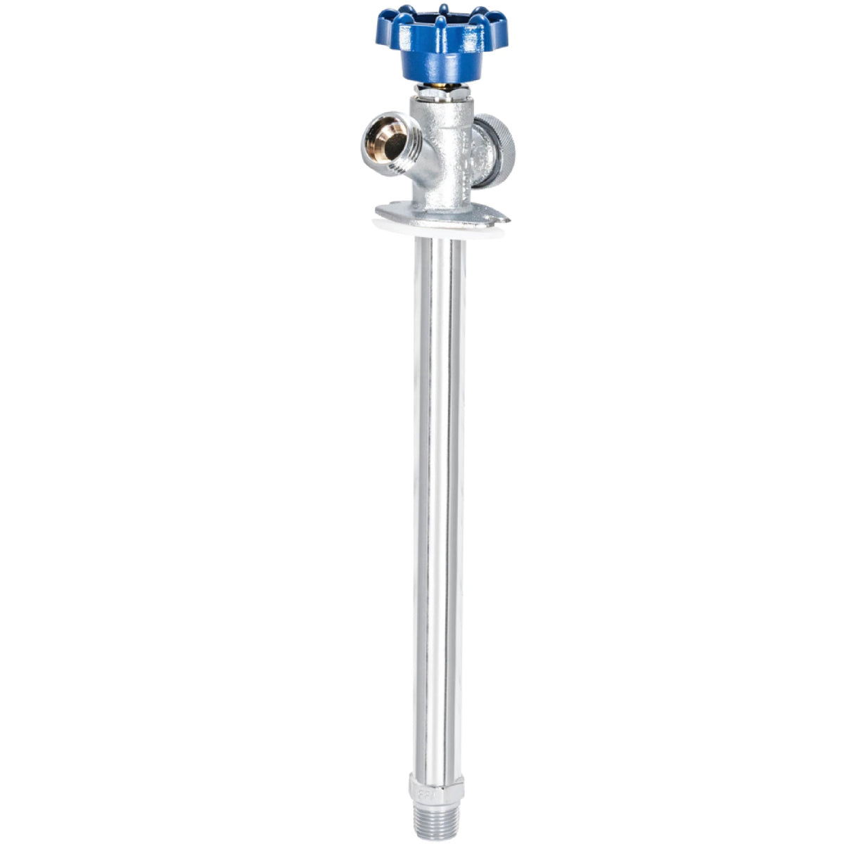 Eastman sillcock front view showing full spigot and benefits of durable brass