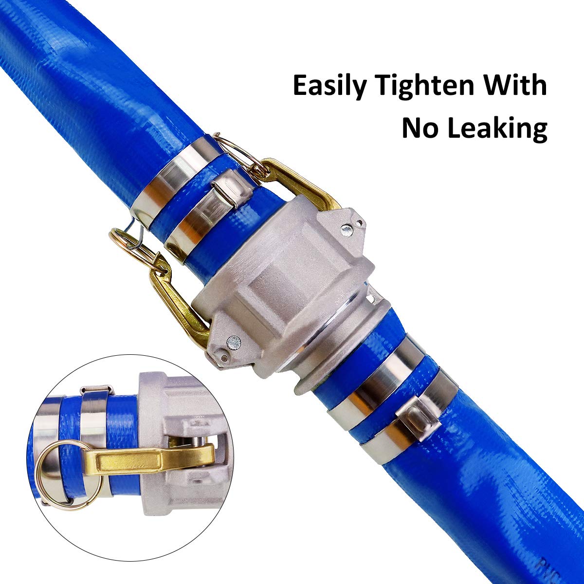 EASTRANS detailed shot of Camlock E fitting highlighting quick coupling benefits