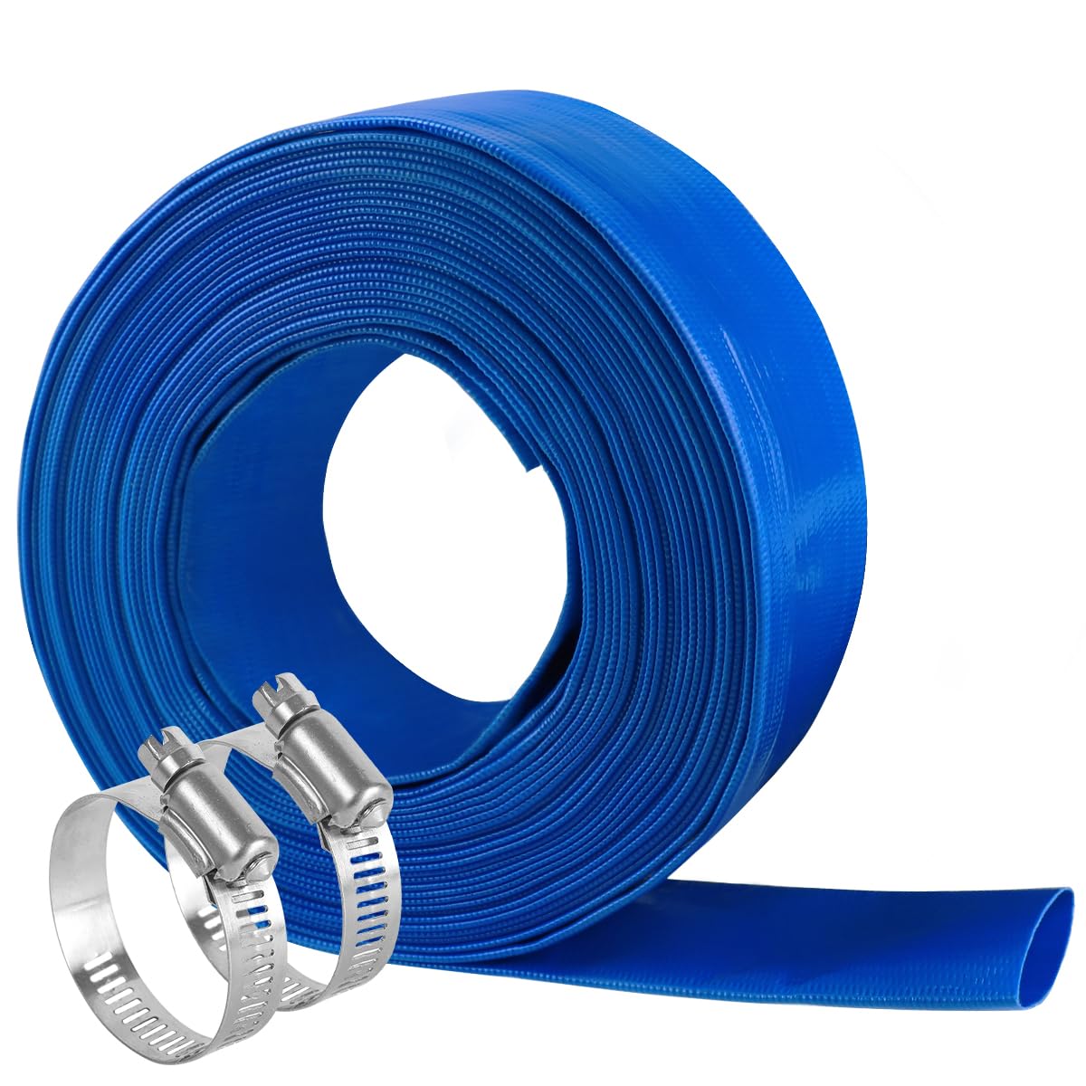 Eastrans coiled 2-inch hose front view showing heavy-duty construction and easy handling