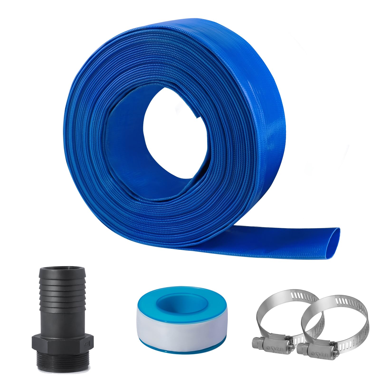 Eastrans front view of full 100ft hose showing length and fitting, reliable reach