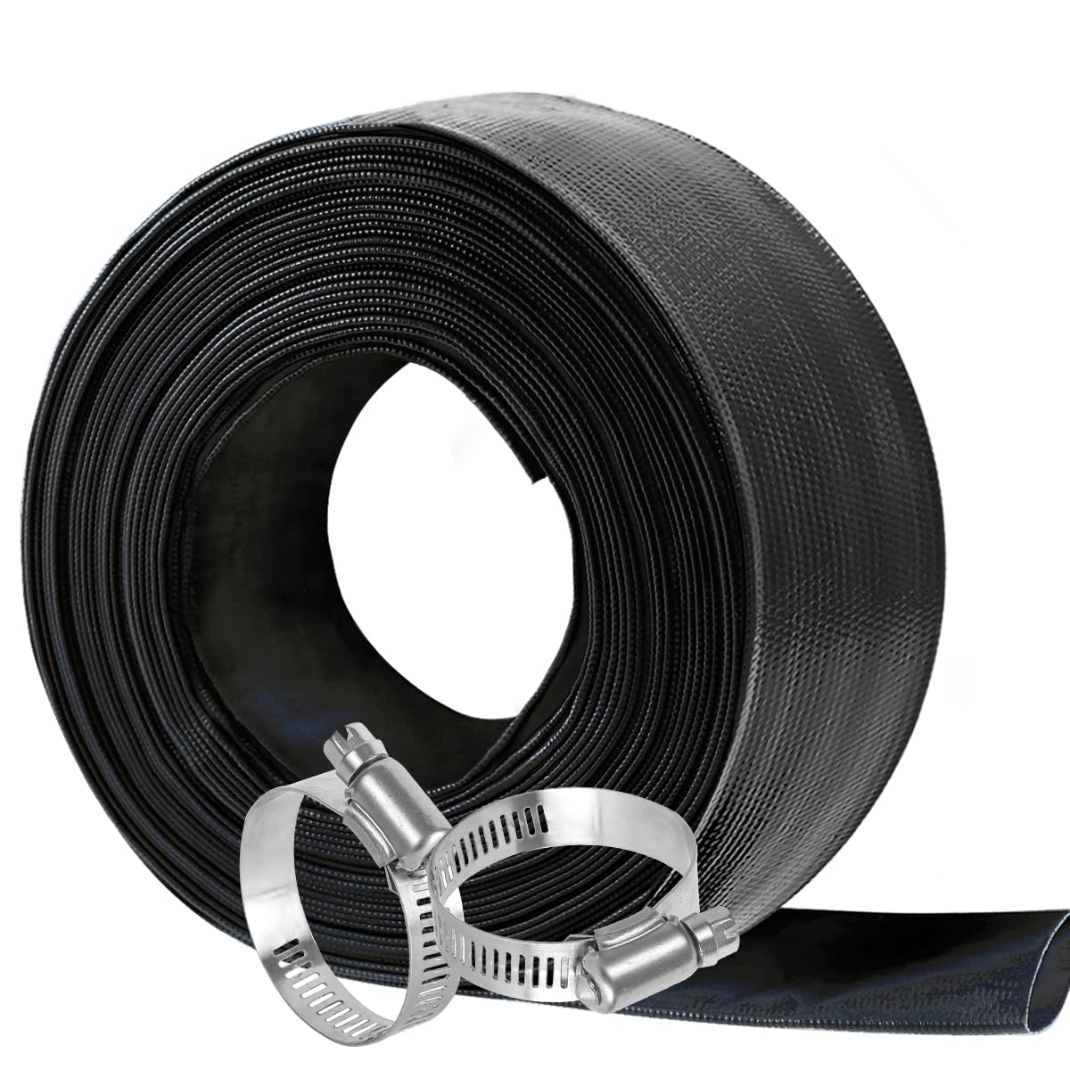Eastrans front packaging showing 1.5in x 50ft heavy duty hose benefit durable