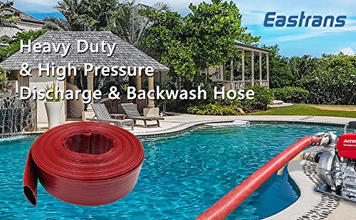 Eastrans hose used for outdoor drainage at a job site illustrating versatility