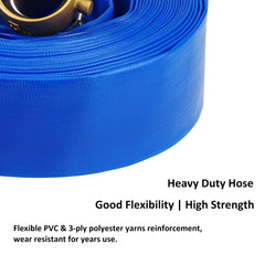 Eastrans hose connected to a pump transferring water efficiently for pool or sump tasks