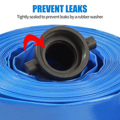 EASTRANS hose laid flat connected to pump during pool draining for efficient flow