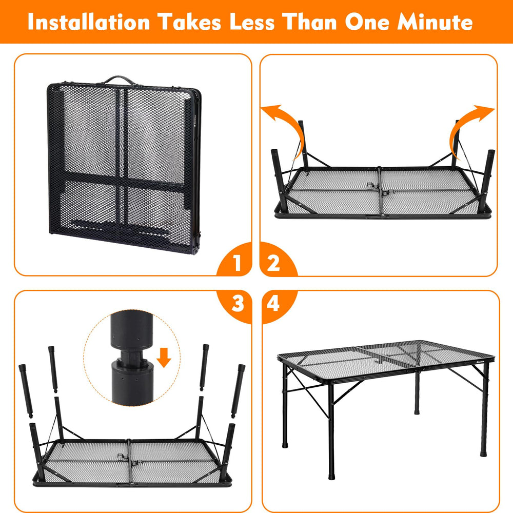 E EASTSTORM compact folded table next to backpack to show scale
