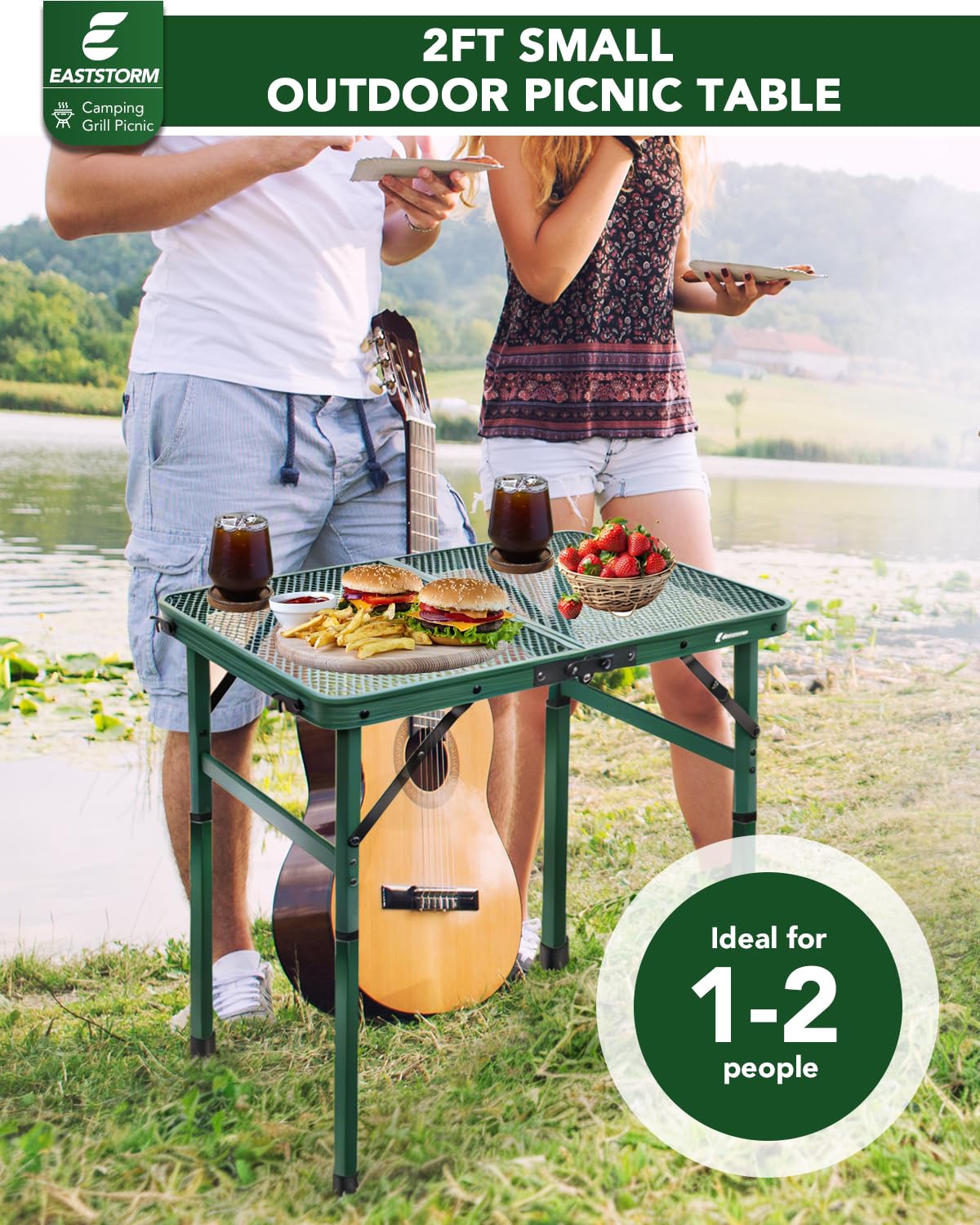 E EASTSTORM metal mesh tabletop close-up, heat-resistant cooking benefit