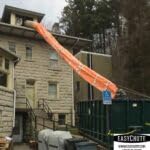 Easy Chute folded and stacked for compact transport and storage