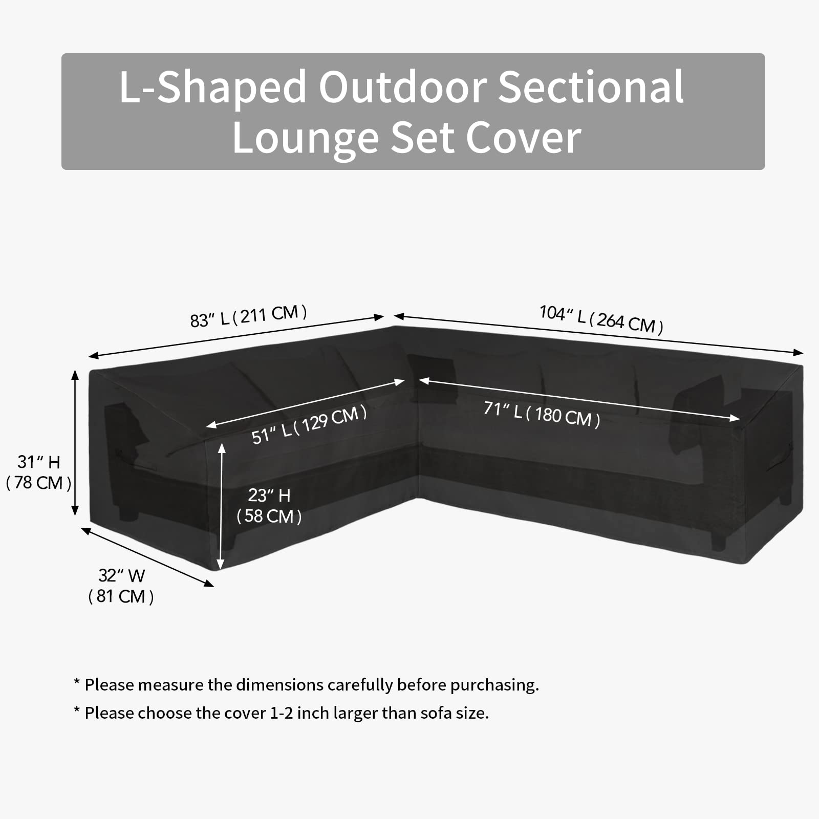 Easy-Going cover on outdoor sectional in patio scene protecting cushions from elements