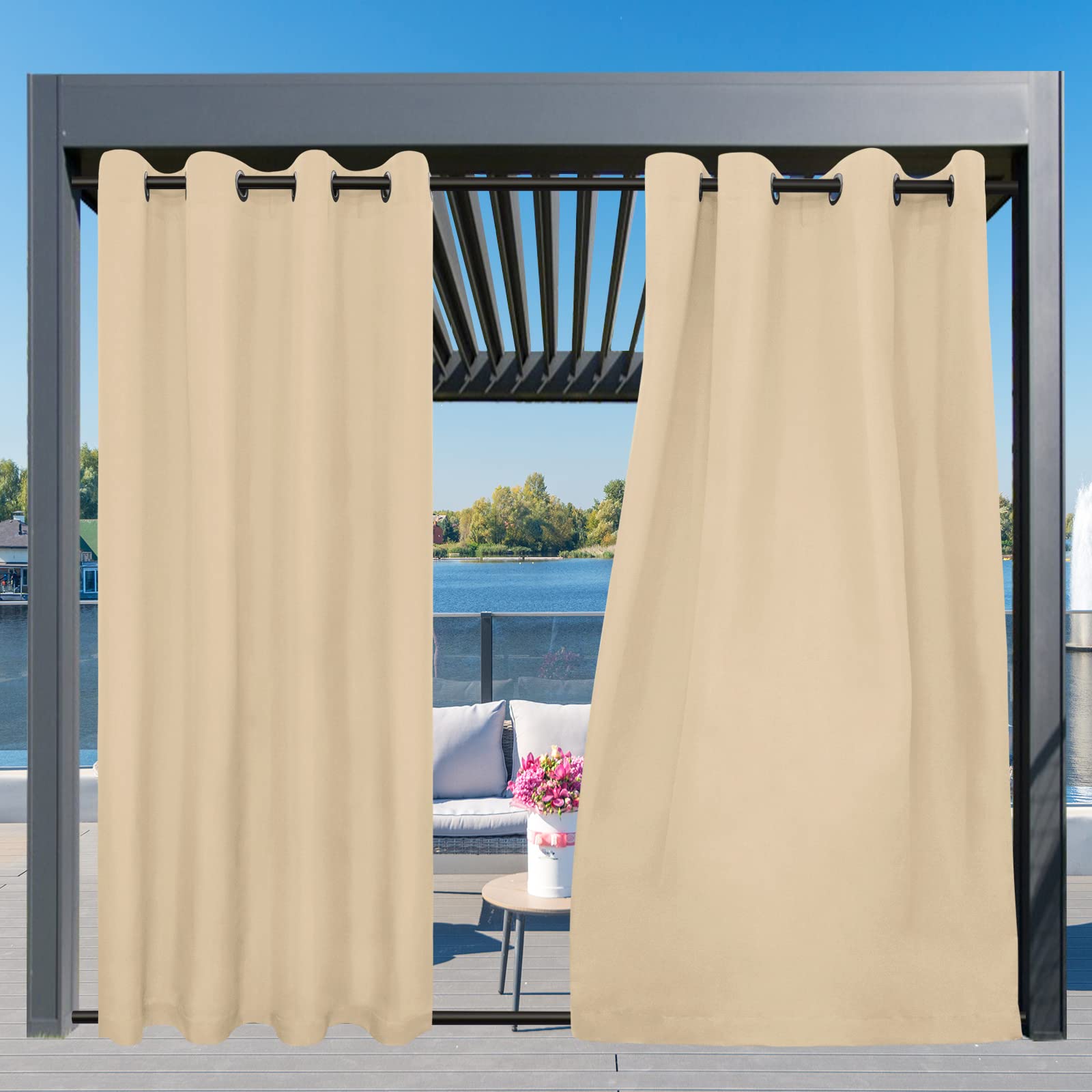 Easy-Going lower tabs shown anchored to prevent wind lift