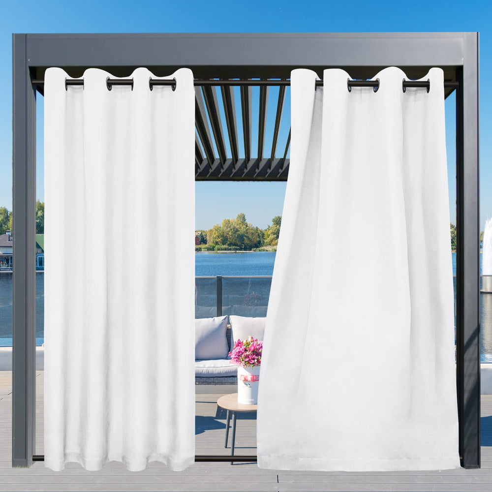 Easy-Going bottom tabs detail that anchors curtains against wind for stability