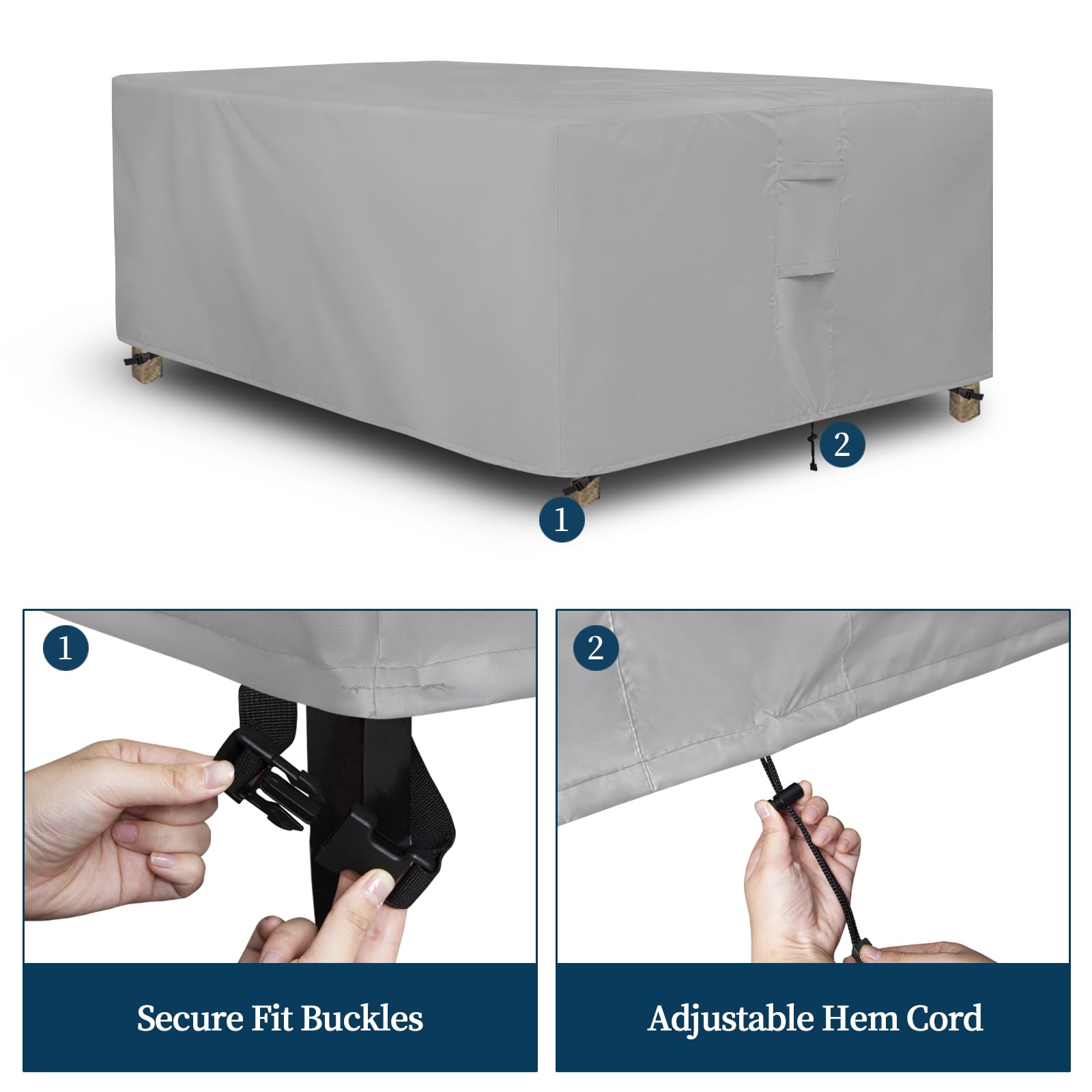 Easy-Going plastic buckle and hem cord securing cover for wind protection benefit
