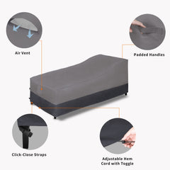 Easy-Going click-close strap attached to furniture leg preventing wind lift