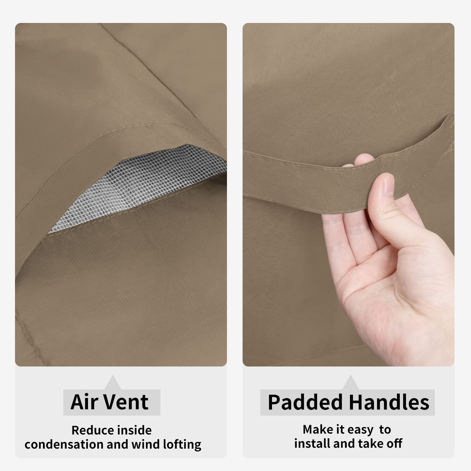 Easy-Going click-close strap securing to leg, keeps cover wind-resistant