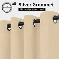 Easy-Going close-up of stainless steel grommets for smooth hanging