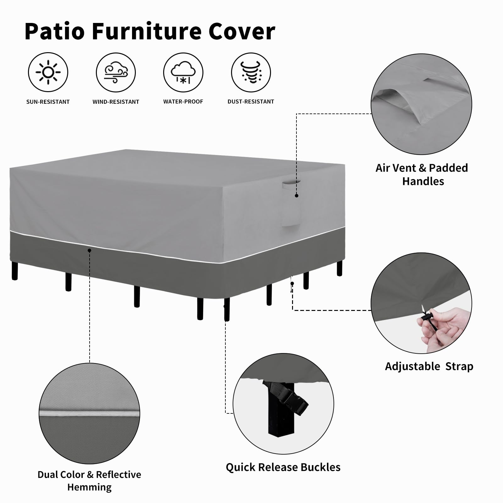 Easy-Going cover on outdoor dining set keeps furniture clean and dry