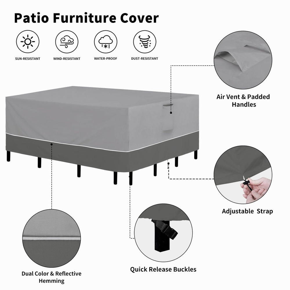 Easy-Going cover on outdoor dining set keeps furniture clean and dry