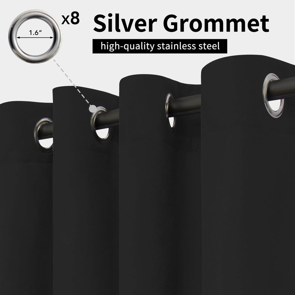 Easy-Going stainless steel grommets close-up for easy hanging and smooth sliding