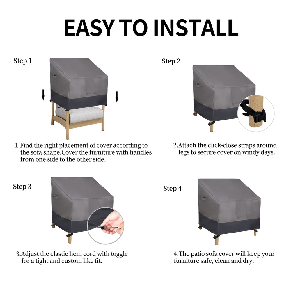 Easy-Going folded covers next to chair showing compact storage convenience