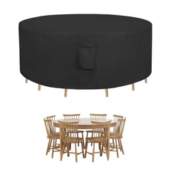 Easy-Going front view of round cover protecting table, keeps furniture dry