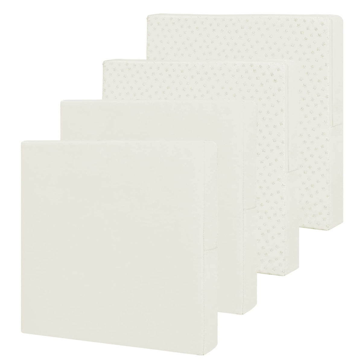 Easy-Going front view of four zippered cushion covers showing neat fit and color