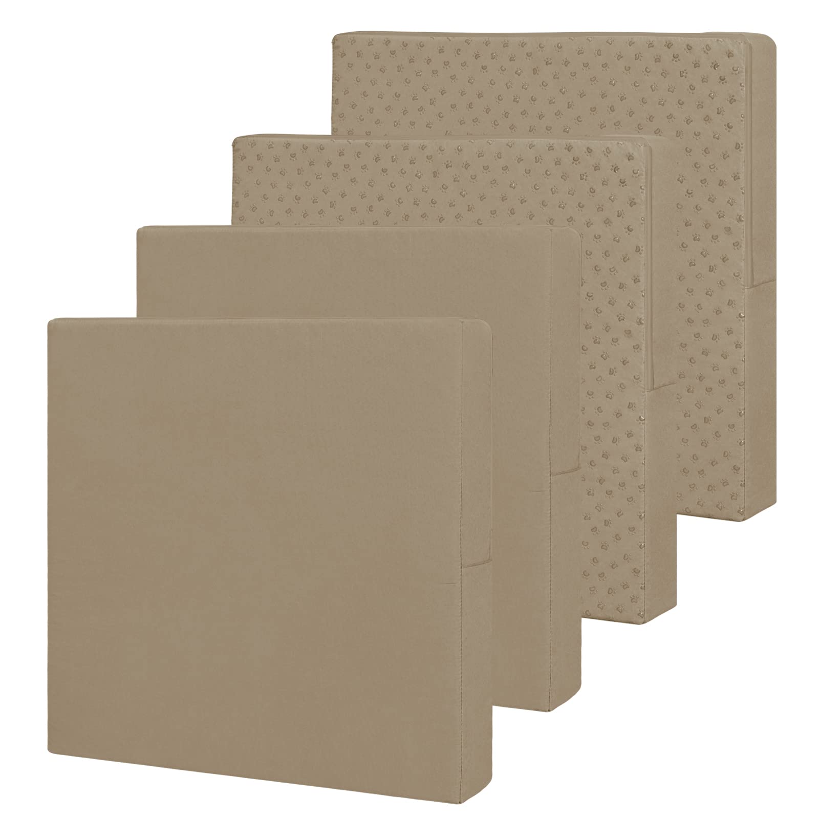 Easy-Going front view of camel 4-pack slipcovers showing tidy zippered openings and neat finish, protects cushions