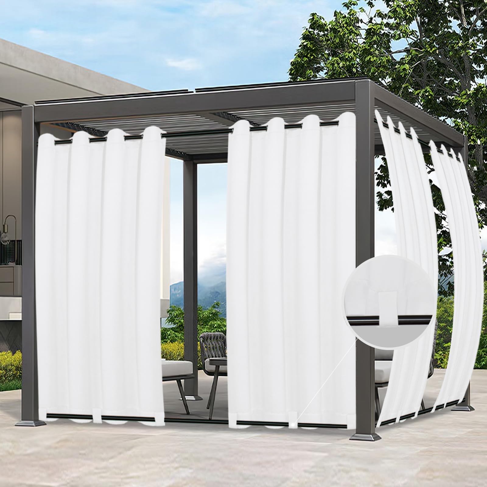 Easy-Going front view of two white panels showing full-length coverage and clean look