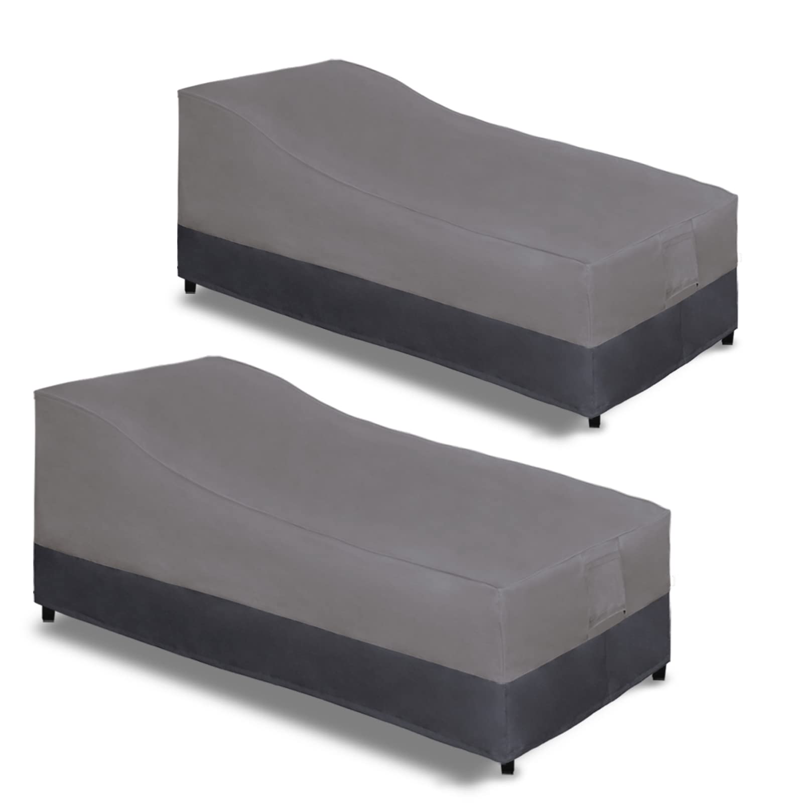 Easy-Going front view of gray chaise lounge cover showing full-fit protection