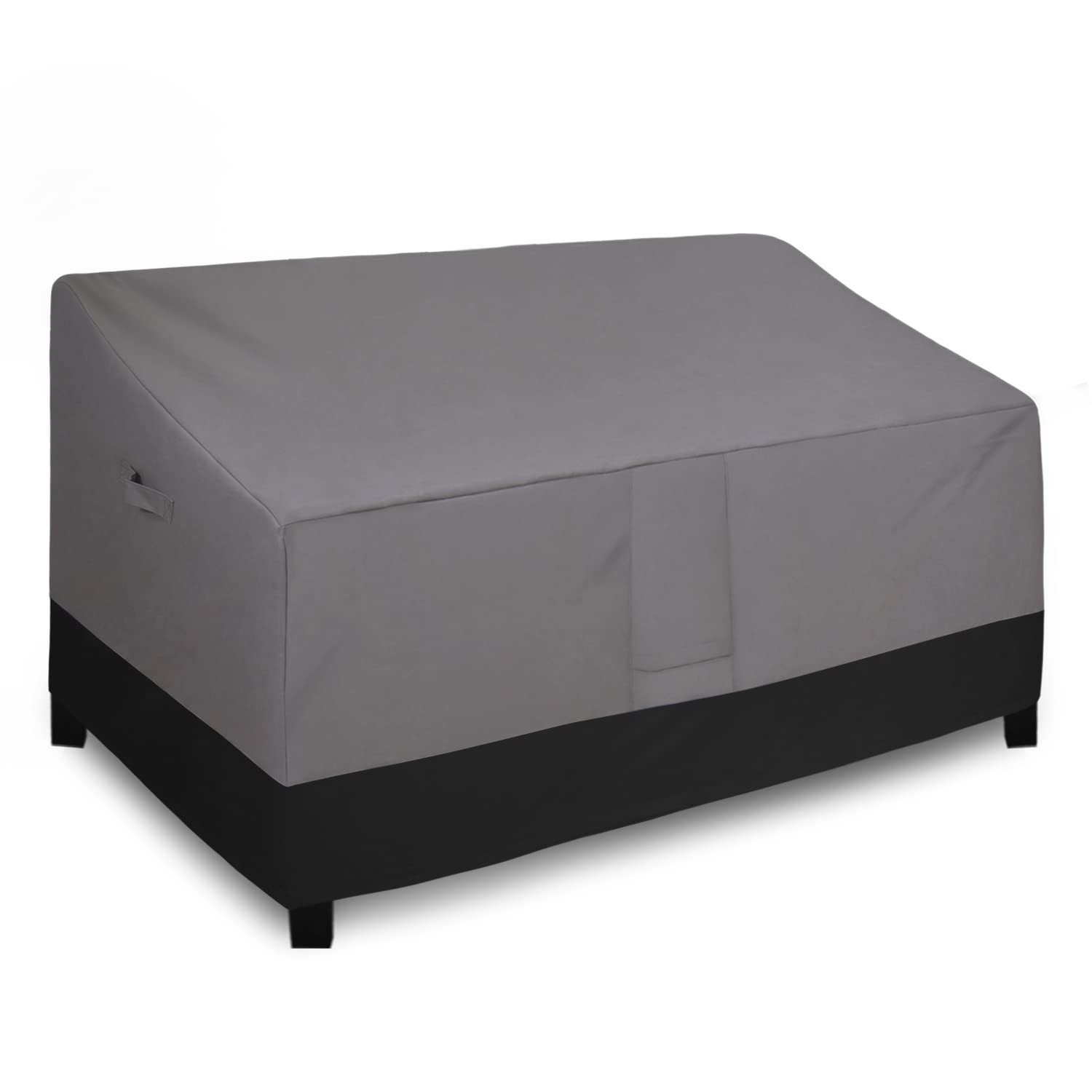 Easy-Going front view of cover on bench showing full protection and weather resistance