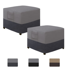 Easy-Going front view of cover protecting ottoman, shows full fit and protection