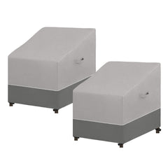 Easy-Going front view of two gray chair covers showing full coverage benefit