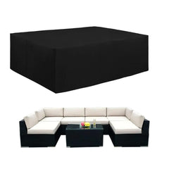 Easy-Going front view of rectangular cover protecting table set, shows full fit