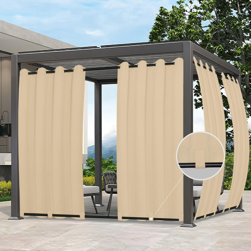 Easy-Going front view of two beige panels creating shaded patio privacy