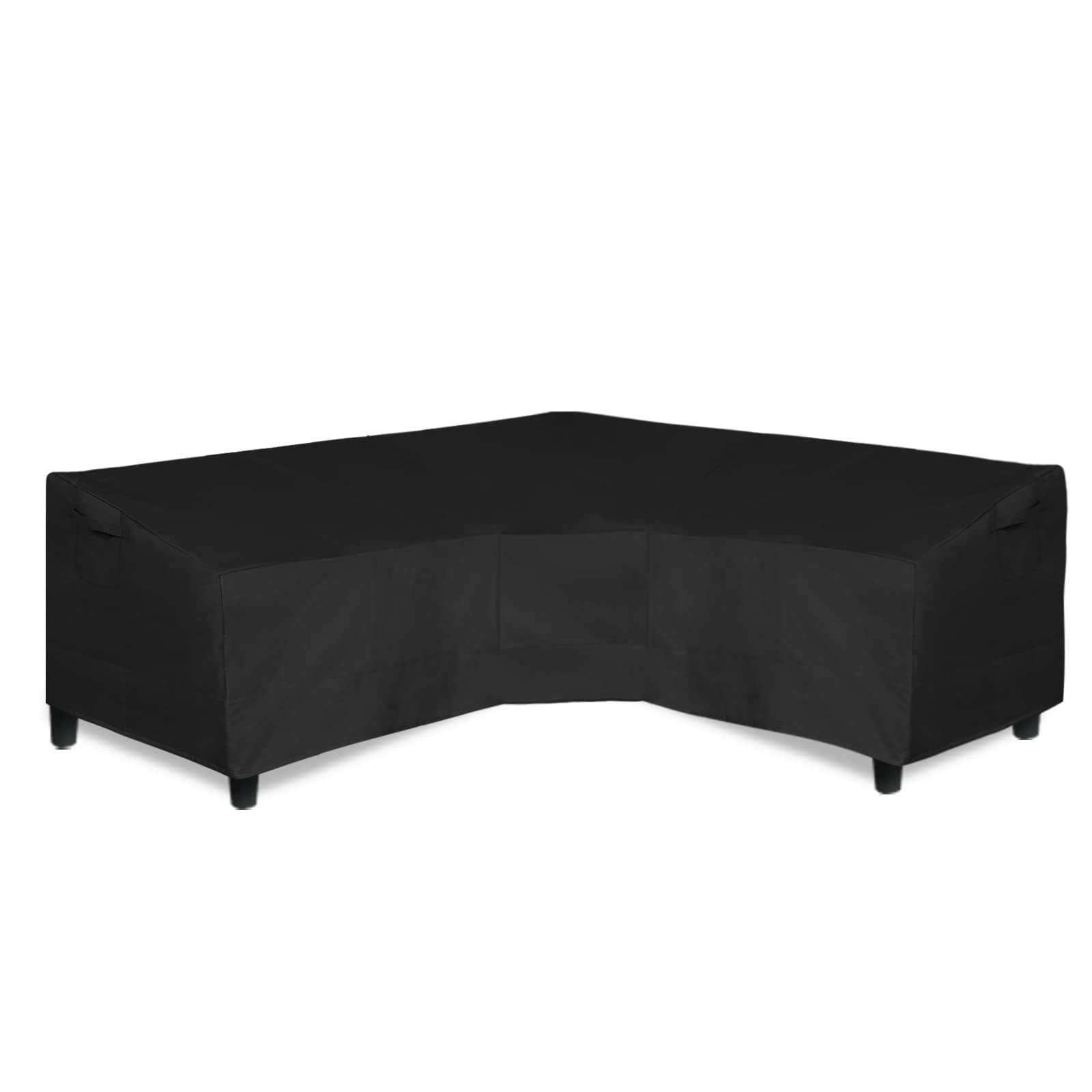 Easy-Going front view of V-shaped covered sofa showing full waterproof protection
