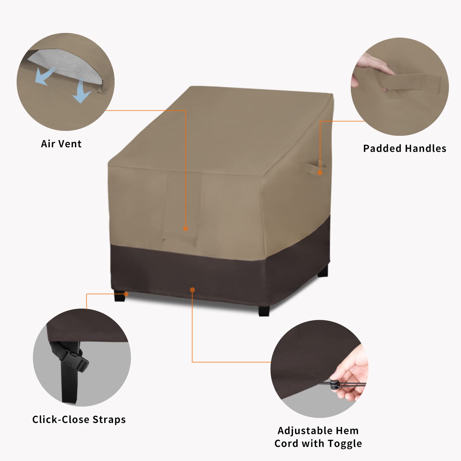 Easy-Going asas laterales que facilitan colocar y retirar la funda