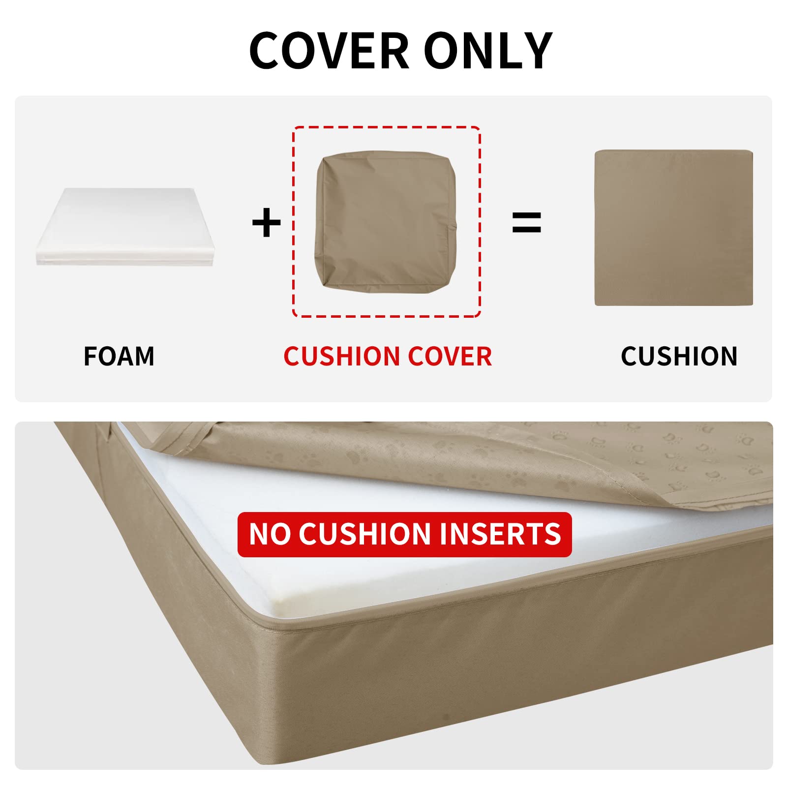 Easy-Going camel slipcovers in outdoor dining setting showing cohesive look and UV-resistant color