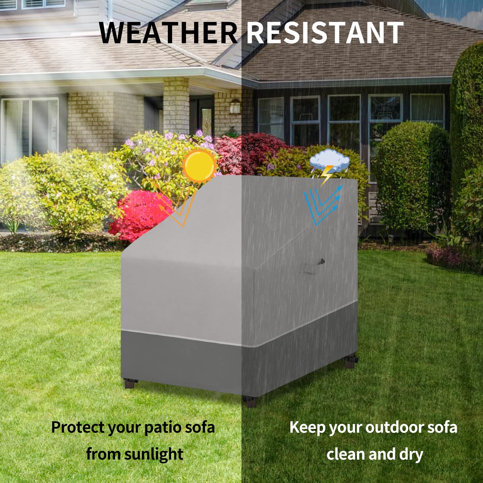 Easy-Going covers on patio chairs in yard showing styled weather protection