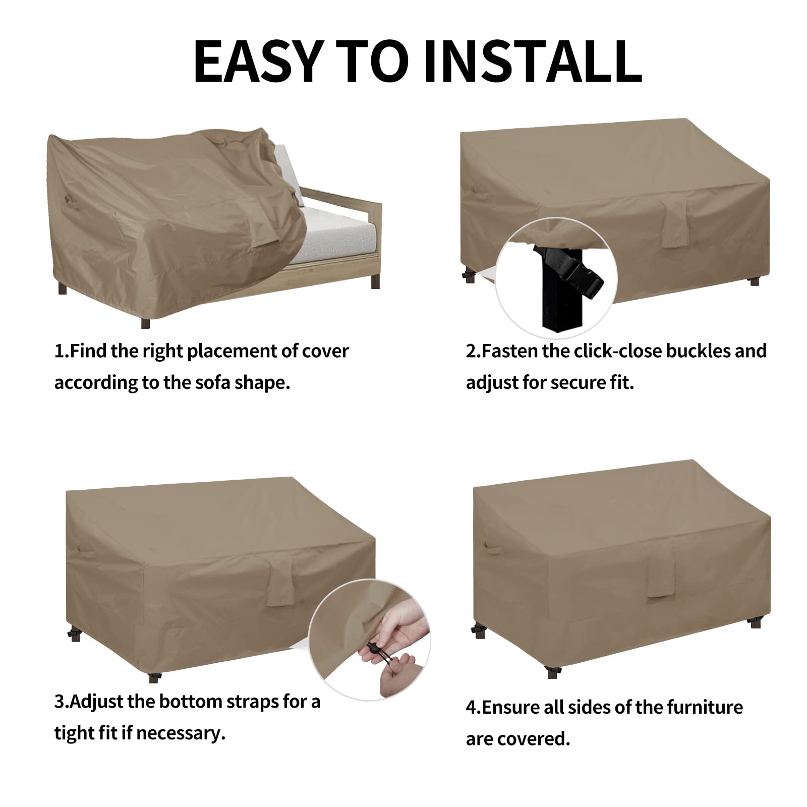 Easy-Going cover in patio setting with furniture, protects furniture from weather